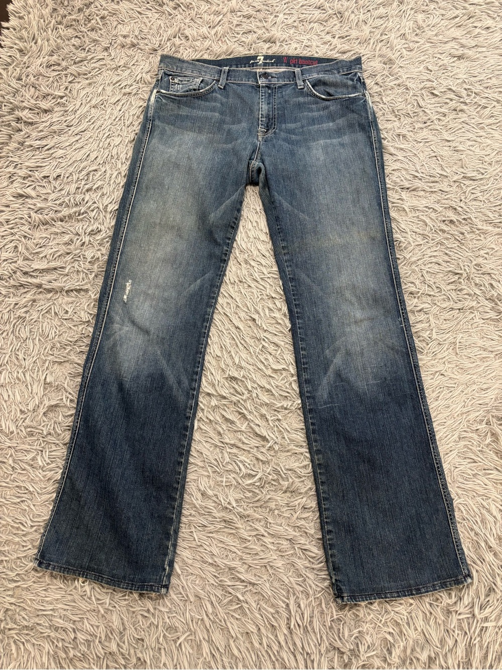 7 For All Mankind Jeans Men’s 36 Blue Denim A Pocket Bootcut Distressed Y2K VTG